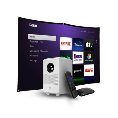 HP CC200 3-ΙΝ-1 Λευκός Projector Full HD 1080p με Roku Express, 84″ πανί οθόνης, ενσωματωμένα ηχεία, 200 LED, HDMI, διπλό USB, Aux-Out και τηλεχειριστήριο – 68W