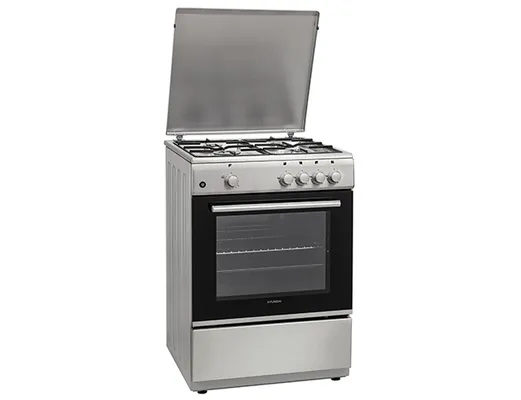 Hyundai HCG19-72L604G/X Inox Κουζίνα με φούρνο και εστίες αερίου