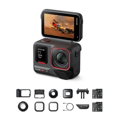 Insta360 Ace Pro 2 Ultimate Videography Bundle Action Cam - 3 lenses, 2 filters,Xplorer grip pro kit