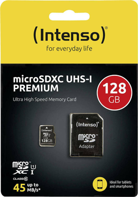 Intenso 128 GB microSDHC, Memory Card, 3423491
