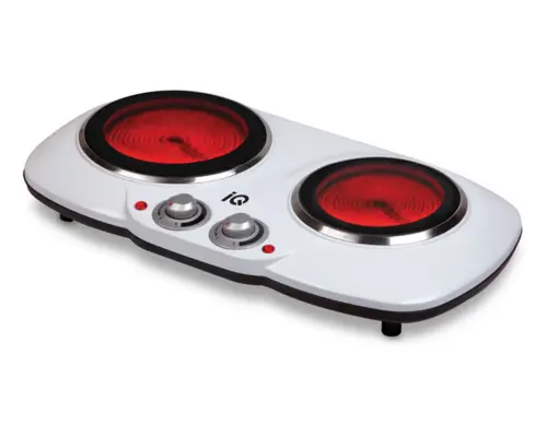 IQ KC-1243 Επιτραπέζια Εστία Κεραμική Διπλή 15cm/18cm 900W/1200W  (White)