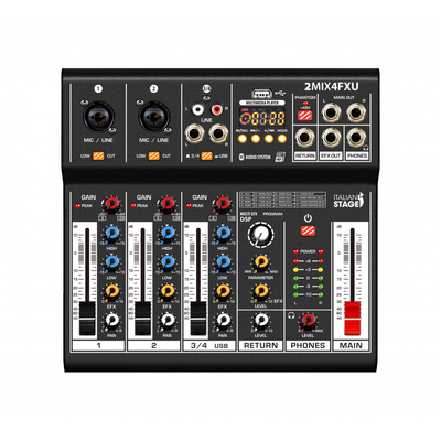 Italian Stage 2MIX4FXU Αναλογική Κονσόλα 4 Καναλιών με Phantom Power & 2 Εισόδους XLR & Bluetooth