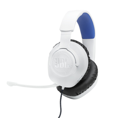 JBL Quantum 100P, Playstation Over-Ear Wired Gaming Headset, (White/Blue) JBLQ100PWHTBLU