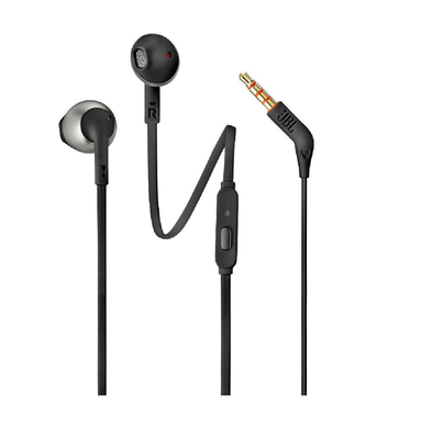 JBL T205E, InEar Universal Headphones 1-button Mic/Remote (Black)