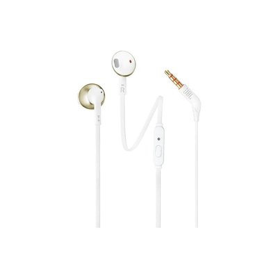 JBL T205E, InEar Universal Headphones 1-button Mic/Remote white