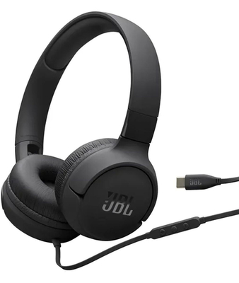 JBL Tune 520C, On-Ear Wired Headphones Black