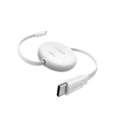 Καλώδιο Φόρτισης UGREEN L531 95673 USB-C σε USB-C PD 100W 1m, Επαναφερόμενο Λευκό