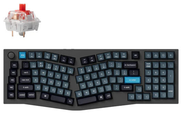 Keychron Q13 Pro (Alice Layout) QMK/VIA Wireless Custom Mechanical Keyboard - Fully Assembled Knob - Carbon Black - Keychron K Pro Red Switches Q13P-M1