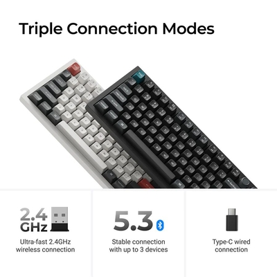 Keychron Q6 Ultra (Q6U-P1) ZMK RGB 8K Wireless Custom Mechanical Keyboard-Red Switch 100% US White