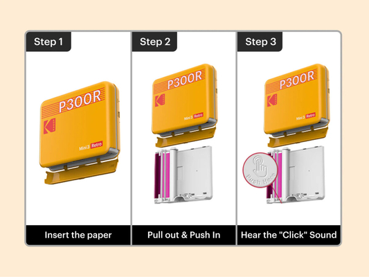 Kodak Mini 3 Retro 4PASS Smartphone Photo Printer Portable (7.6 x 7.6 cm) + 8 Sheets, Yellow