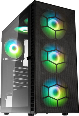 Kolink Observatory HF Plus Mesh ARGB PWM Midi Tower Case Black with 6x ARGB PWM Fans (5x140mm 1x120)
