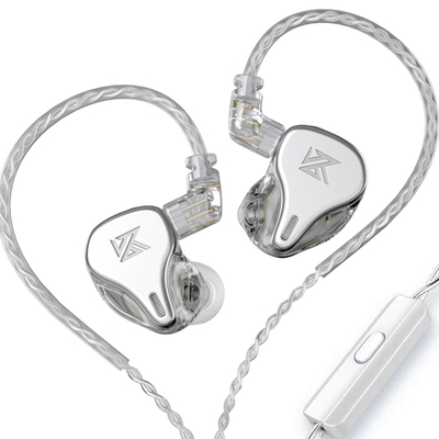 KZ DQ6 Silver With Mic – IEM 3,5 HBB Tuned Improved In Ear Monitor Earphones, 3DD Dynamic