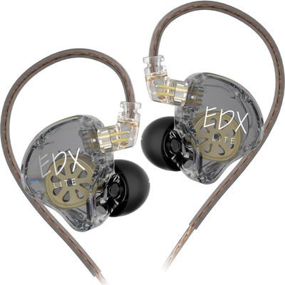 KZ EDX LITE Transparent Grey NO MIC – IEM 3,5 In Ear Monitor Earphones, Super-Linear, HIFI bass, Noi