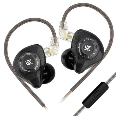 KZ EDX PRO Black Mic – IEM 3,5 In Ear Monitor Earphones, 1DD Dynamic, HIFI bass, Noise Cancelling, I