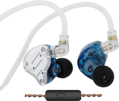 KZ ZS10 PRO Blue With Mic – IEM 3,5 Musician In Ear Monitor Earphones, 4BA+1DD 5 Driver 10mm, metal
