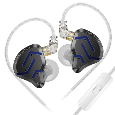KZ ZSN PRO 2 Black Blue With Mic – IEM 3,5 In Ear Monitor Earphones, Hybrid 1BA+1DD 10mm, metal HIFI