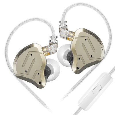 KZ ZSN PRO 2 Gold With Mic – IEM 3,5 In Ear Monitor Earphones, Hybrid 1BA+1DD 10mm, metal, HIFI bass