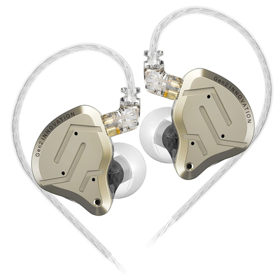 KZ ZSN PRO 2 Gold No Mic – IEM 3,5 In Ear Monitor Earphones, Hybrid 1BA+1DD 10mm, metal, HIFI bass,