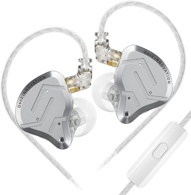 KZ ZSN PRO 2 SIlver With Mic – IEM 3,5 In Ear Monitor Earphones, Hybrid 1BA+1DD 10mm, metal, HIFI bass