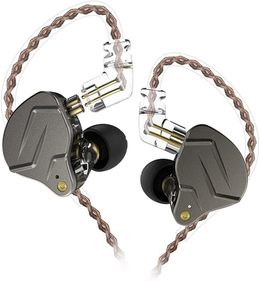 KZ ZSN PRO Grey No Mic – IEM 3,5 In Ear Monitor Earphones, Dynamic Hybrid Dual Driver 1BA+1DD