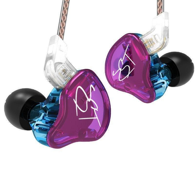 KZ ZST Purple No Mic – IEM 3,5 In Ear Monitor Earphones, Dynamic Hybrid Dual Driver 1BA+1DD