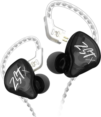 KZ ZST X Black No Mic – IEM 3,5 In Ear Monitor Earphones, Dynamic Hybrid Dual Driver 1BA+1DD, 2x ma
