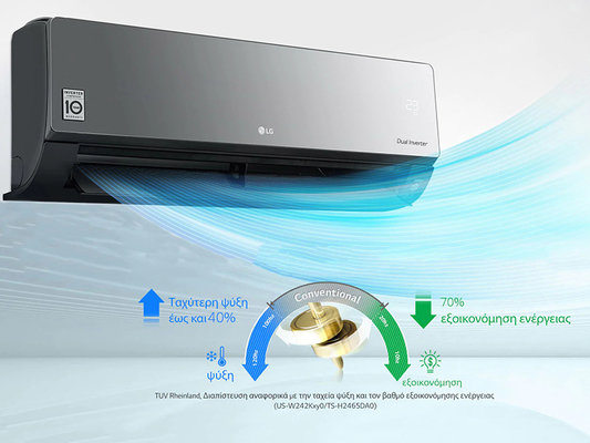 LG Artcool Mirror AC12BK Κλιματιστικό Inverter 12000 BTU με Ιονιστή και WiFi Grey