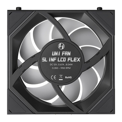 LIAN LI UNI FAN SL INF LCD FLEX - Black - Wireless 120 3PCS WithOUT controller Case Fan
