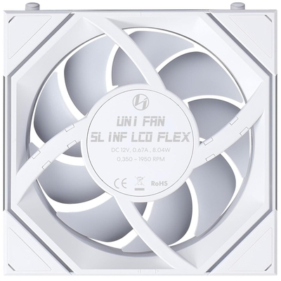 LIAN LI UNI FAN SL INF LCD FLEX Reverse - White - Wireless 120 3PCS WithOUT controller Case Fan