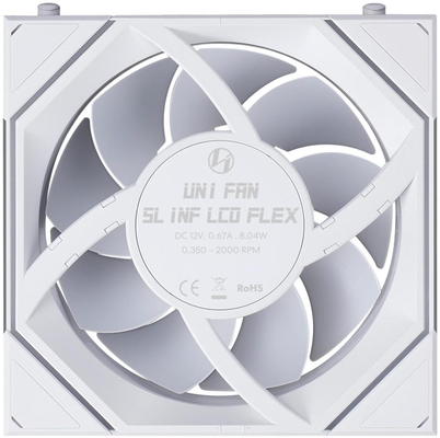 LIAN LI UNI FAN SL INF LCD FLEX - White - Wireless 120 3PCS WithOUT controller Case Fan