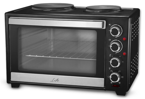 LIFE Kouzinaki 382 Ηλεκτρικό κουζινάκι 38L, με κυκλοφορία θερμού αέρα και 2 εστίες (15.4cm και 18.7cm), 3200W.