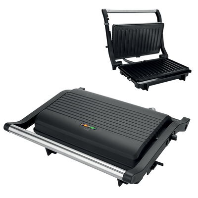 LiFE PANINI Flat Black Series Τοστιέρα με αντικολλητικές grill πλάκες, 1000