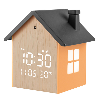 LIFE TINY HOUSE BLACK Ψηφιακό ρολόι / ξυπνητήρι σπιτάκι, με οθόνη LED και φωτάκι νυκτός