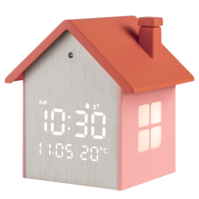 LIFE TINY HOUSE PEACH Ψηφιακό ρολόι / ξυπνητήρι σπιτάκι, με οθόνη LED και φωτάκι νυκτός