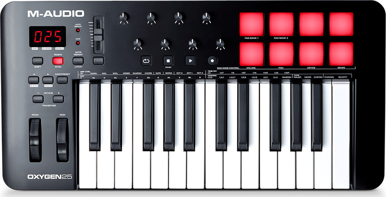 M-Audio Oxygen 25 MK5 Usb Controller, 25 πλήκτρα, 8 pads, 8 knobs