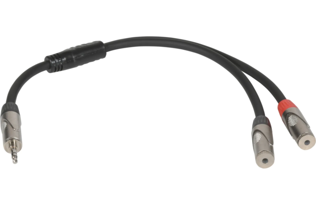 Metro Audio Systems PY-040 Καλώδιο Ήχου 1 x 3.5mm Mini Jack Stereo Αρσενικό Σε 2 x 3.5mm Mini Jack Stereo Θηλυκό 0.25m Μαύρο