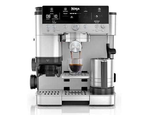 Ninja ES601EU Luxe Premier Ημιαυτόματη Μηχανή Espresso με Μύλο Άλεσης Ασημί
