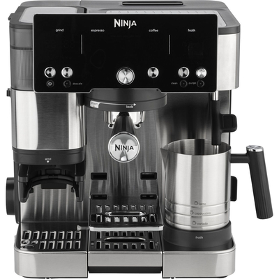 Ninja Luxe Cafe Essential ES501EU Espresso Coffee Machine, 1650W, 2L Water Tank, 9 Bar Pressure, Grinder and Latte Frother, Silver