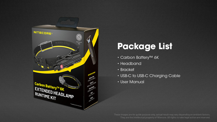 NiteCore Carbon Battery™ 6K HeadLamp Runtime Kit ΧΩΡΙΣ ΦΑΚΟ