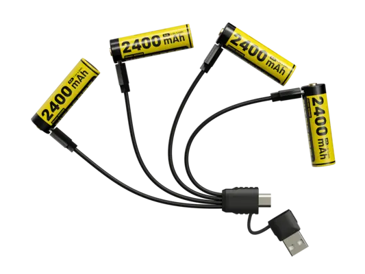 NITECORE Rechargable ΑΑ2400 1.5v Χ4 + Καλώδιο φόρτισης, NH2400 ΜΠΑΤΑΡΙΑ