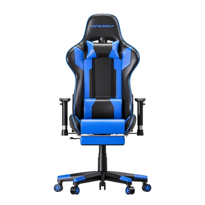 Oneray D0921-F Καρέκλα Gaming Δερματίνης με Υποπόδιο Μαύρο/Μπλε