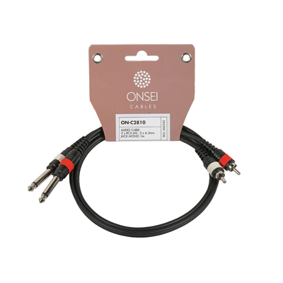 ONSEI ON-C2810 ΚΑΛΩΔΙΟ ΣΗΜΑΤΟΣ 2 X RCA ΑΡΣΕΝΙΚΟ - 6,3MM JACK MONO 1M 460242