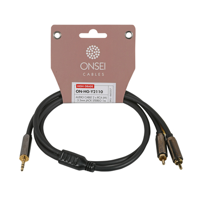 ONSEI ON-HG-Y2110 HIGH GRADE ΚΑΛΩΔΙΟ ΣΗΜΑΤΟΣ 2 X RCA ΑΡΣΕΝΙΚΟ - 3,5MM MINI JACK STEREO 1M