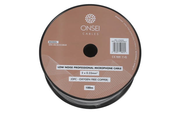 Onsei ON-MCB223BLK Καλώδιο Μικροφωνικό 2 x 0.23mm2 - Μαύρο (Τιμή ανά Μέτρο)