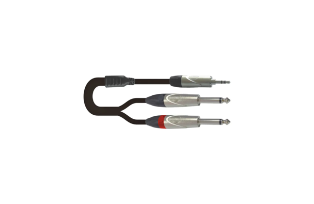 Onsei ON-Y232130 Καλώδιο Σήματος 2 x 6.3mm Jack Αρσενικά Μονοφωνικά σε 3.5mm Mini Jack Στερεοφωνικό 2m