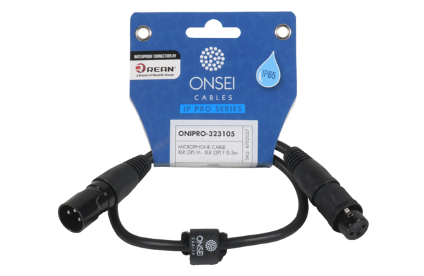 Onsei ONIPRO-323105 Καλώδιο μικροφωνικό 3-pin XLR Αρσενικό σε 3-pin XLR Θηλυκό 0,5m με REAN connectors και προστασία IP65