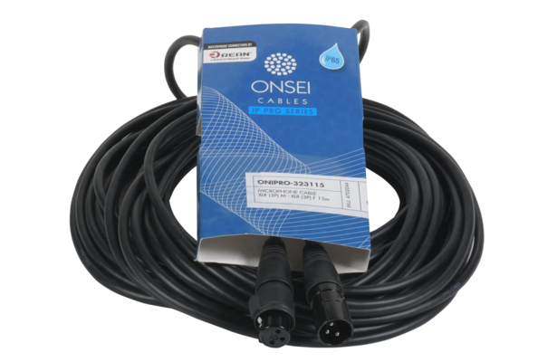Onsei ONIPRO-323115 Καλώδιο μικροφωνικό 3-pin XLR Αρσενικό σε 3-pin XLR Θηλυκό 15m με REAN connectors και προστασία IP65