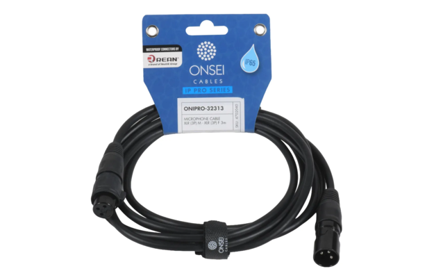 Onsei ONIPRO-32313 Καλώδιο μικροφωνικό 3-pin XLR Αρσενικό σε 3-pin XLR Θηλυκό 3m με REAN connectors και προστασία IP65