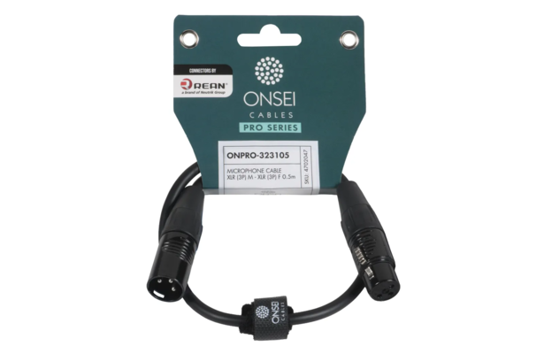 Onsei ONPRO-323105 Καλώδιο μικροφωνικό 3-pin XLR Αρσενικό σε 3-pin XLR Θηλυκό 0,5m με REAN connectors