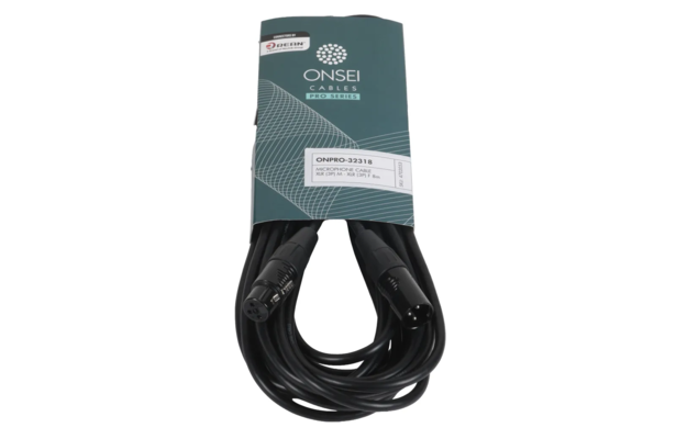Onsei ONPRO-32318 Καλώδιο μικροφωνικό 3-pin XLR Αρσενικό σε 3-pin XLR Θηλυκό 8m με REAN connectors
